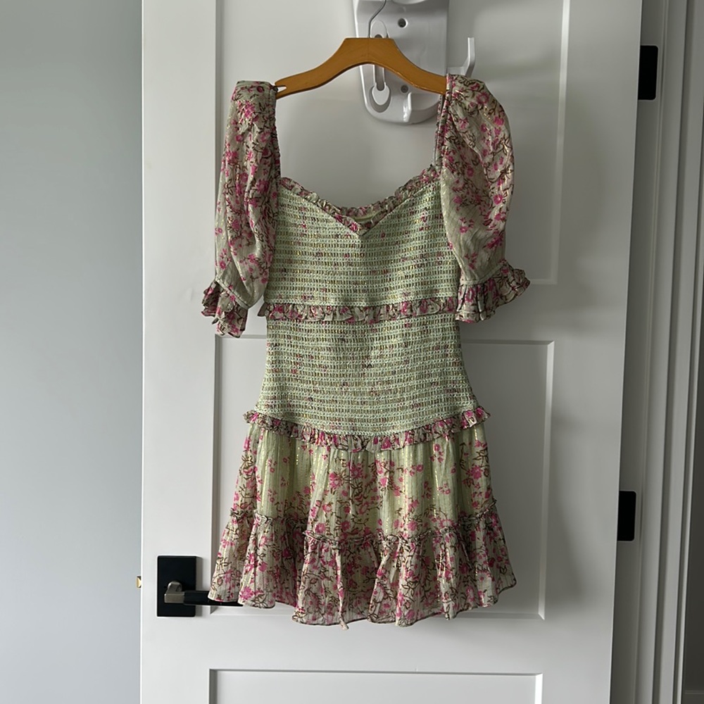 Hemant & Nandita smocked  ruffled mini dress